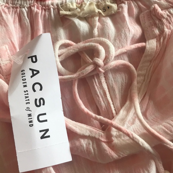 NEW PACSUN PINK/WHITE OFF THE SHOULDER CROP TOP - Picture 5 of 5
